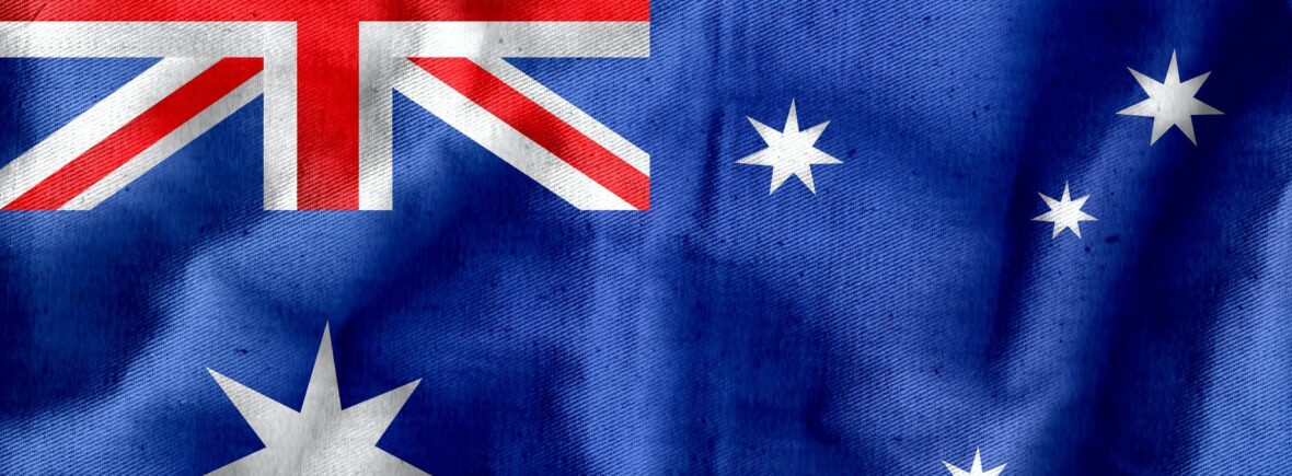 textile australian flag with crumples