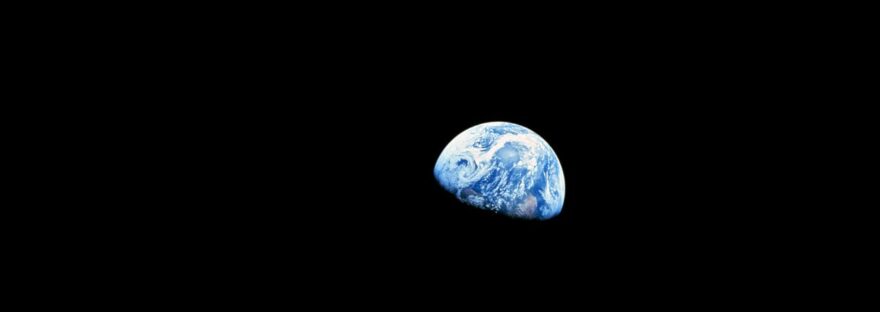 blue and white planet display
