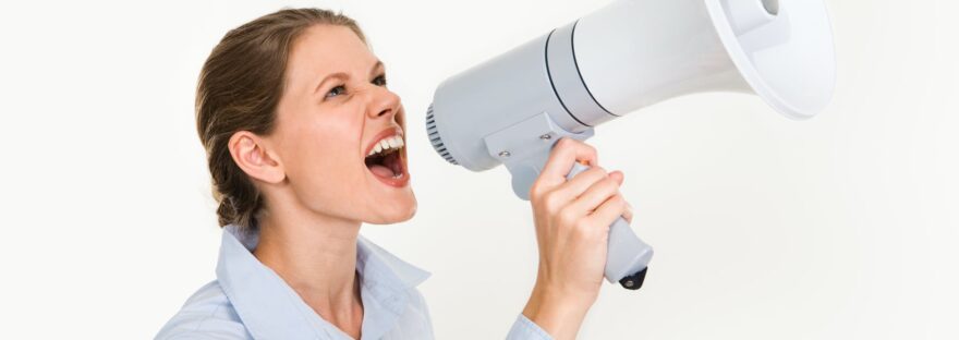 young woman with a megaphone