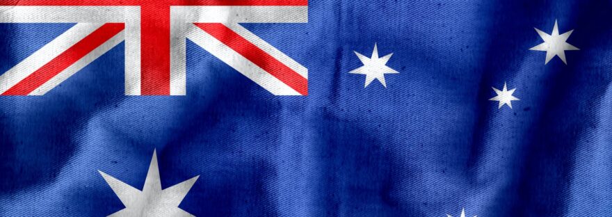 textile australian flag with crumples