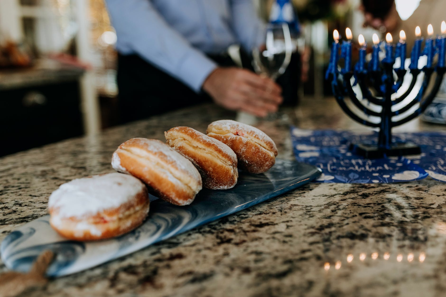 photo of donuts near menorah