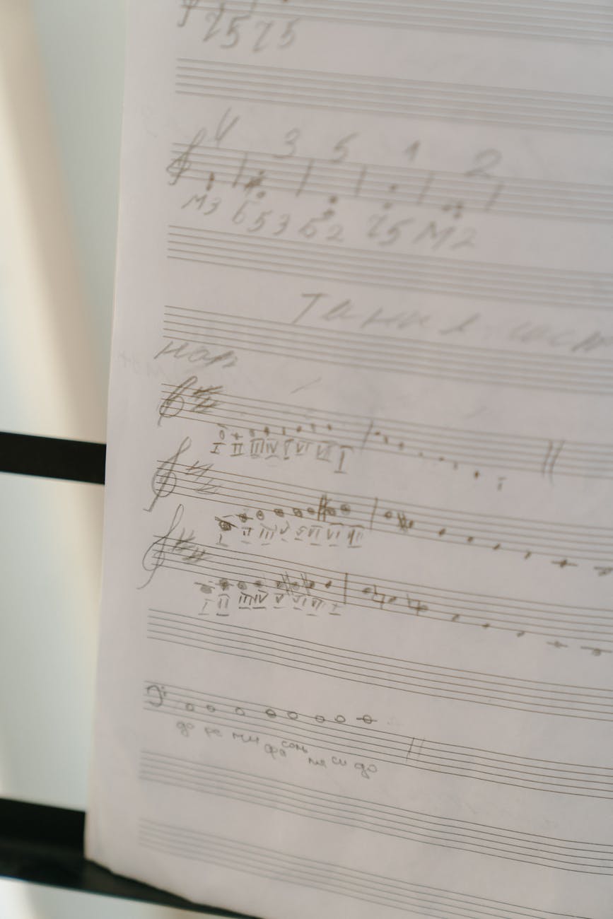 musical notes on white paper