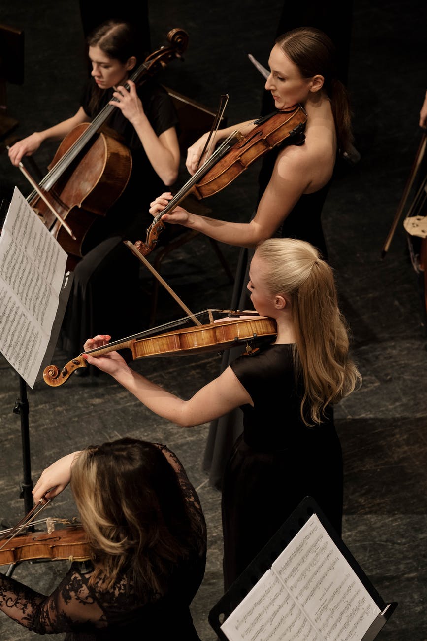 an ensemble playing musical instruments