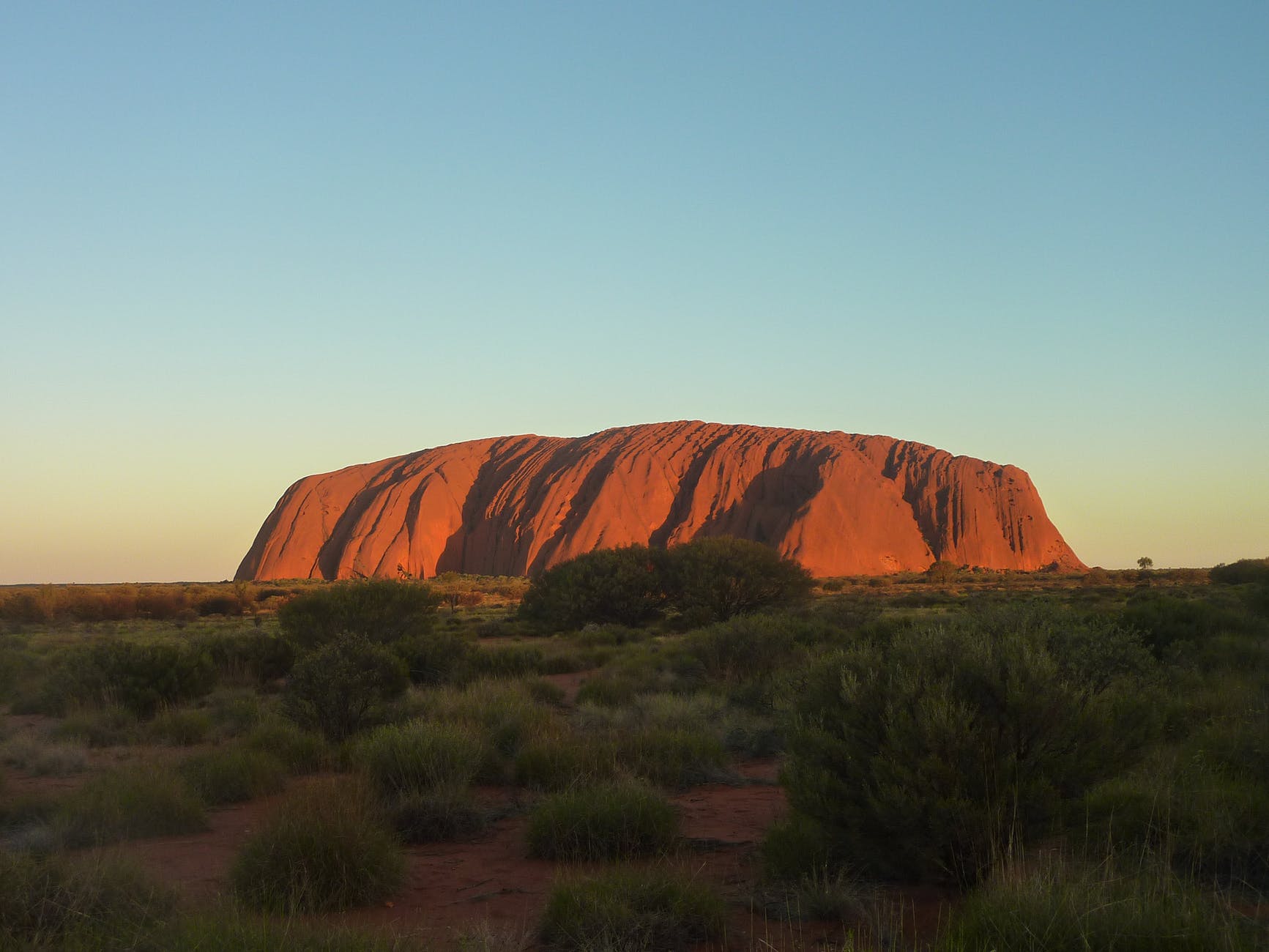 uluru rock formation in central australia